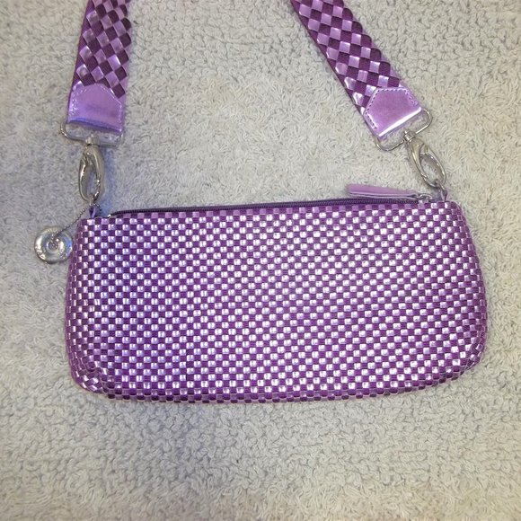 The Sak Handbag Shoulder Bag Purse Diamond Pattern Pockets Card Slots Purple - Picture 3 of 6